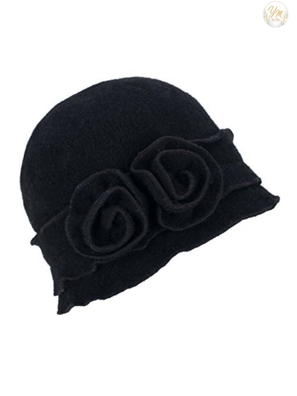 Womens 100% Wool Winter Beret Beanie Bucket Hat Crochet Flower